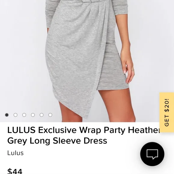 NWOT - Lulu's - LULUS Exclusive Wrap Party Heather Grey Long Sleeve Dress - XS - Picture 5 of 6